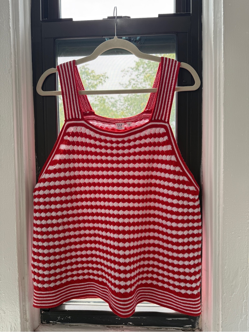 GAP for Good- Red and White Striped Crochet Tank Top - XXL- NWOT